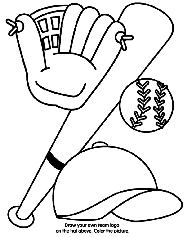 Printable Baseball Coloring Pages
 Baseball Equipment Coloring Page