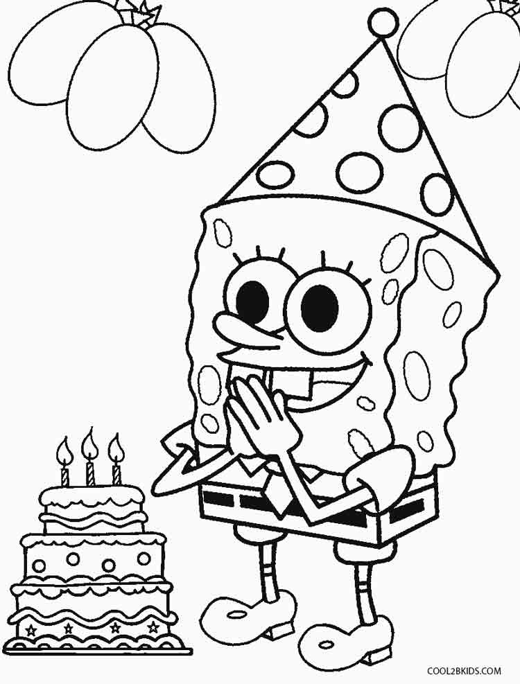 Printable Birthday Coloring Pages
 Printable Spongebob Coloring Pages For Kids