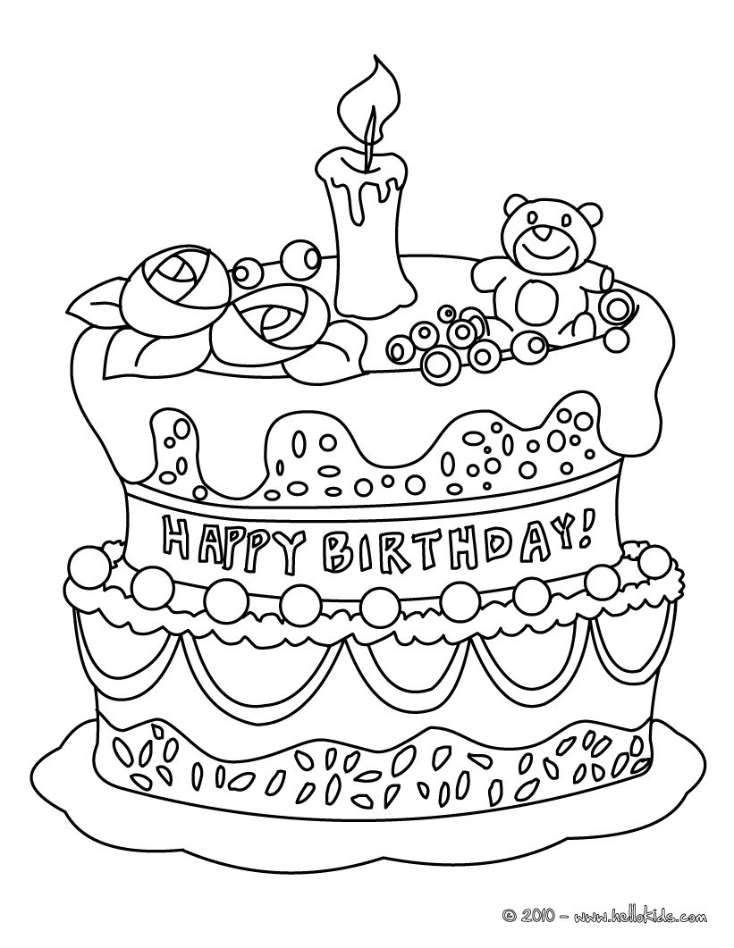 Printable Birthday Coloring Pages
 Birthday cake coloring pages Hellokids