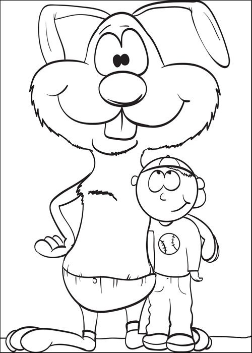 Printable Boys Easter Coloring Pages
 Coloring Page of a Bunny Standing With a Boy