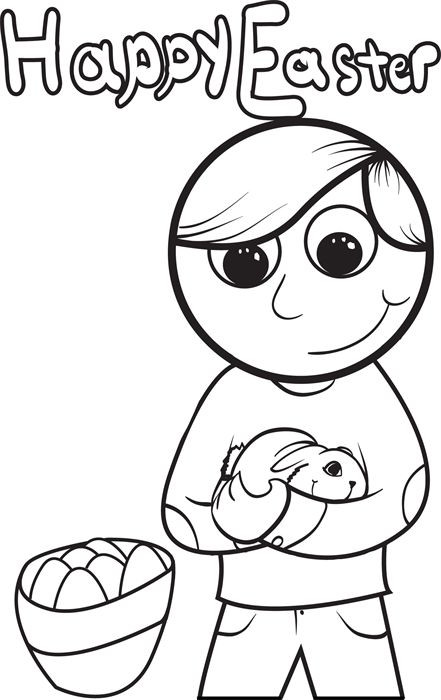 Printable Boys Easter Coloring Pages
 Boy Holding a Rabbit Easter Coloring Page 1
