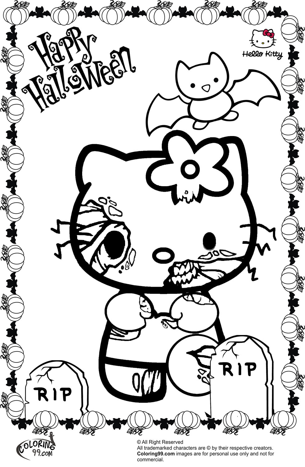 Printable Coloring Pages Halloween
 Hello Kitty Halloween Coloring Pages