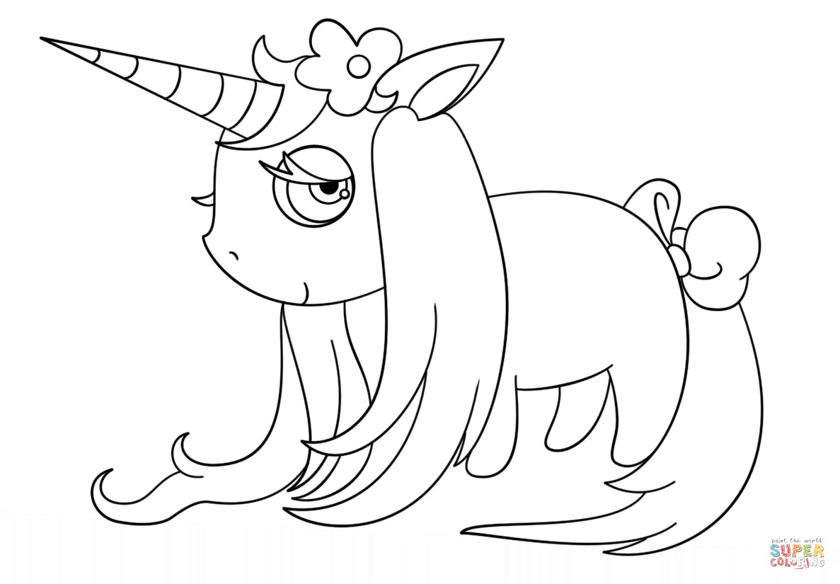 Printable Coloring Pages Unicorn
 Chibi Unicorn coloring page