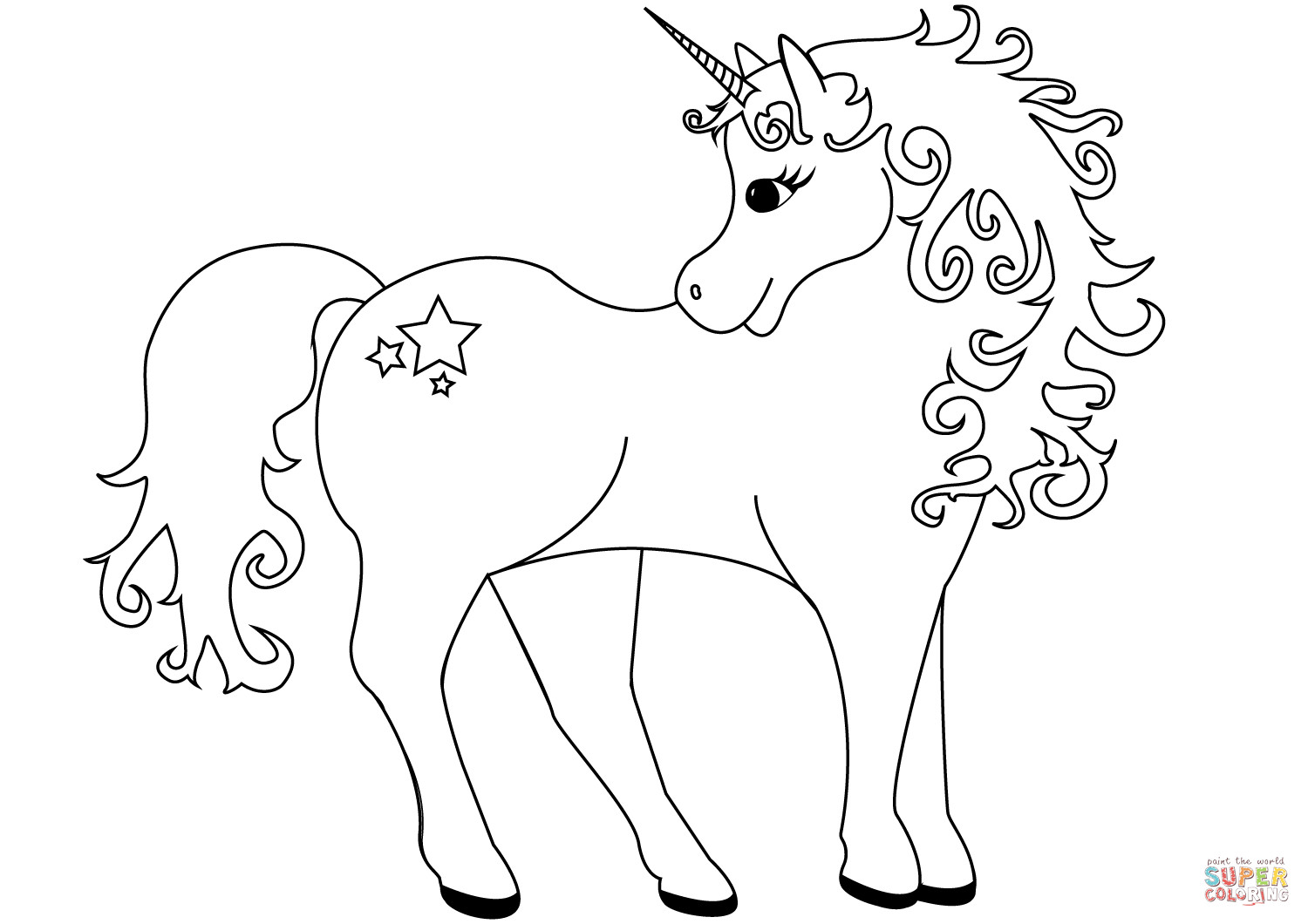 Printable Coloring Pages Unicorn
 Lovely Unicorn coloring page