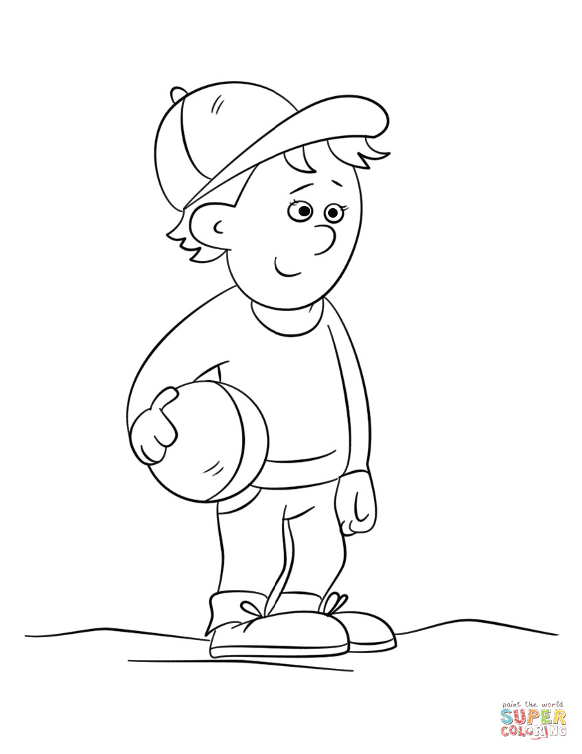 Printable Cute Coloring Pages For Boys
 Cute Boy Holding a Ball coloring page