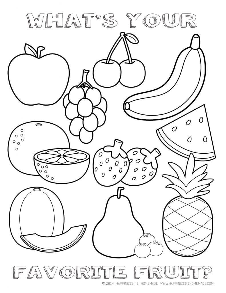 Printable Fruit Coloring Pages
 Printable Healthy Eating Chart & Coloring Pages