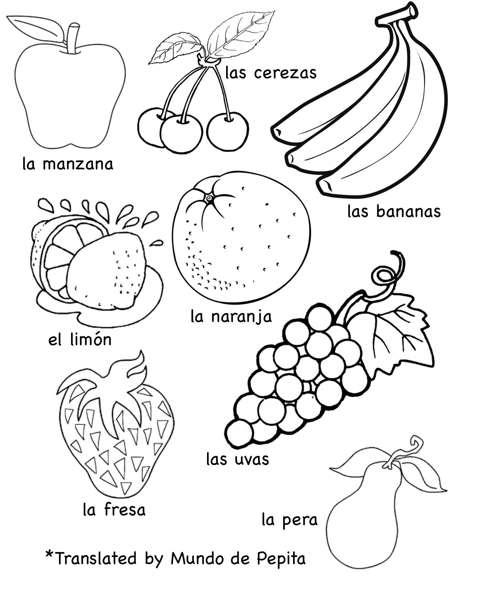 Printable Fruit Coloring Pages
 Multilingual Printables Fruits and Ve ables in 7 Languages