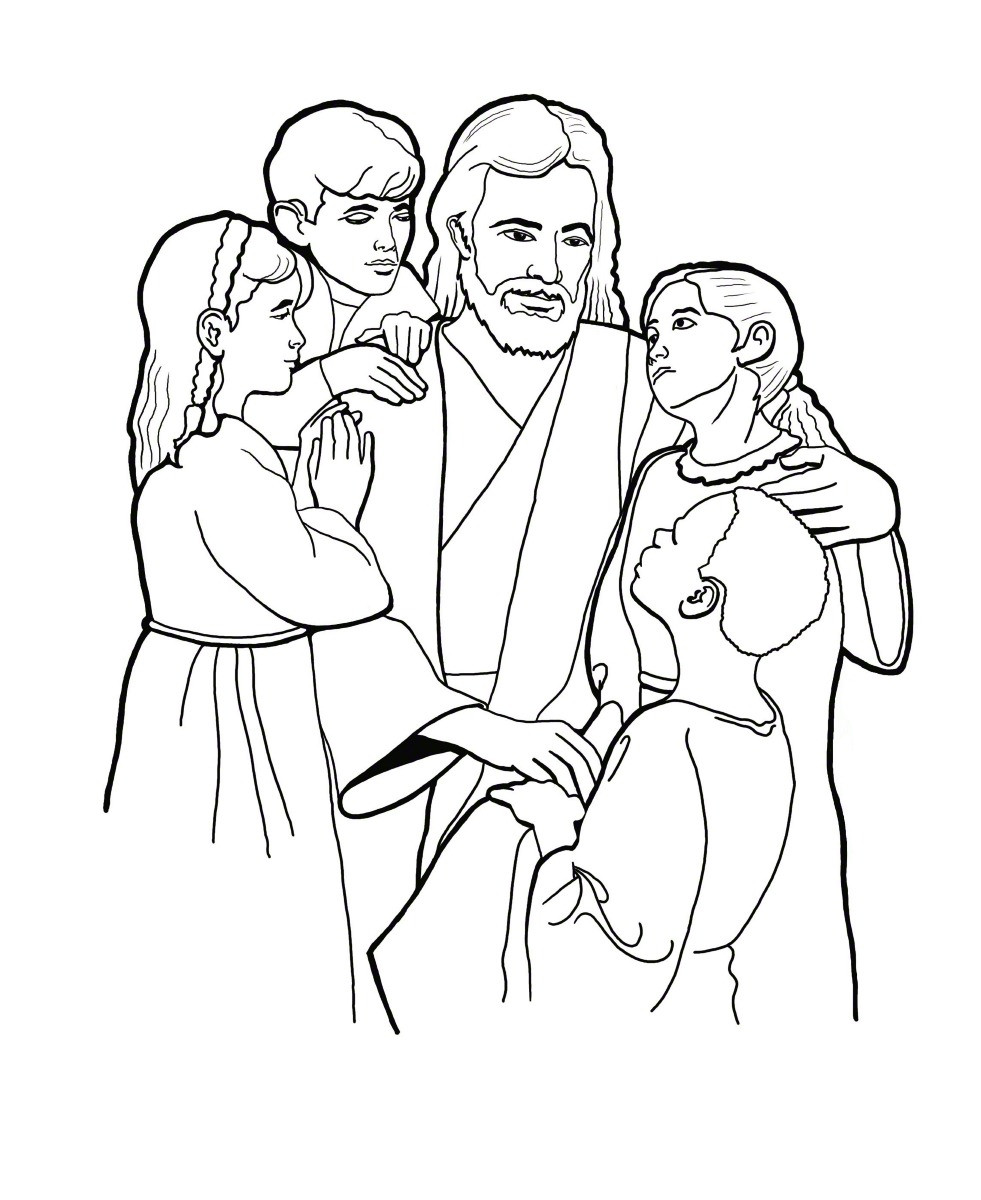 Printable Jesus Coloring Pages
 Christ with Children Coloring Page