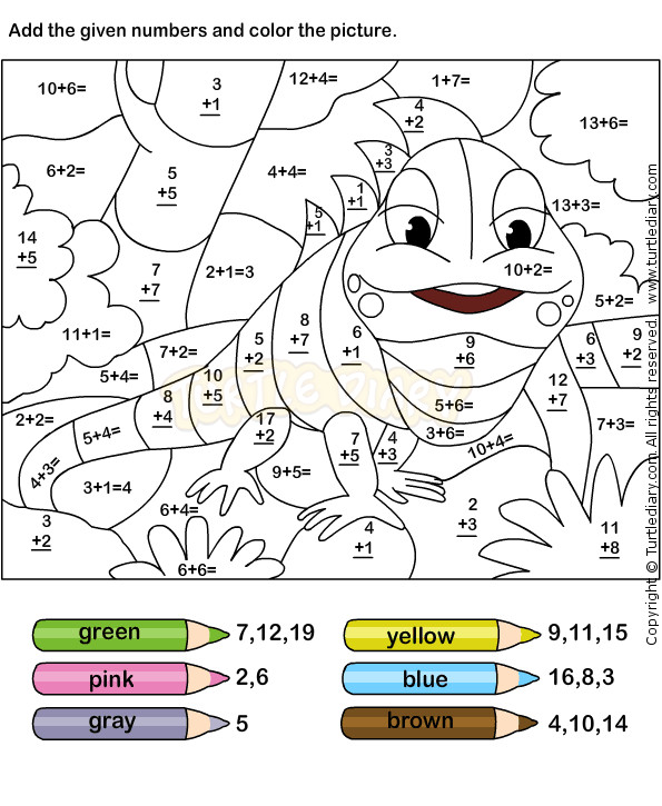 Printable Math Coloring Sheets
 Color Addition Worksheets free printables for several