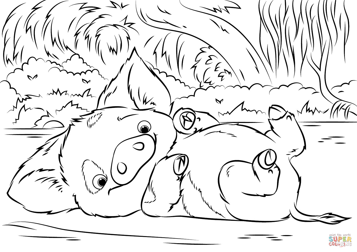 Printable Moana Coloring Pages
 Pua Pet Pig from Moana coloring page