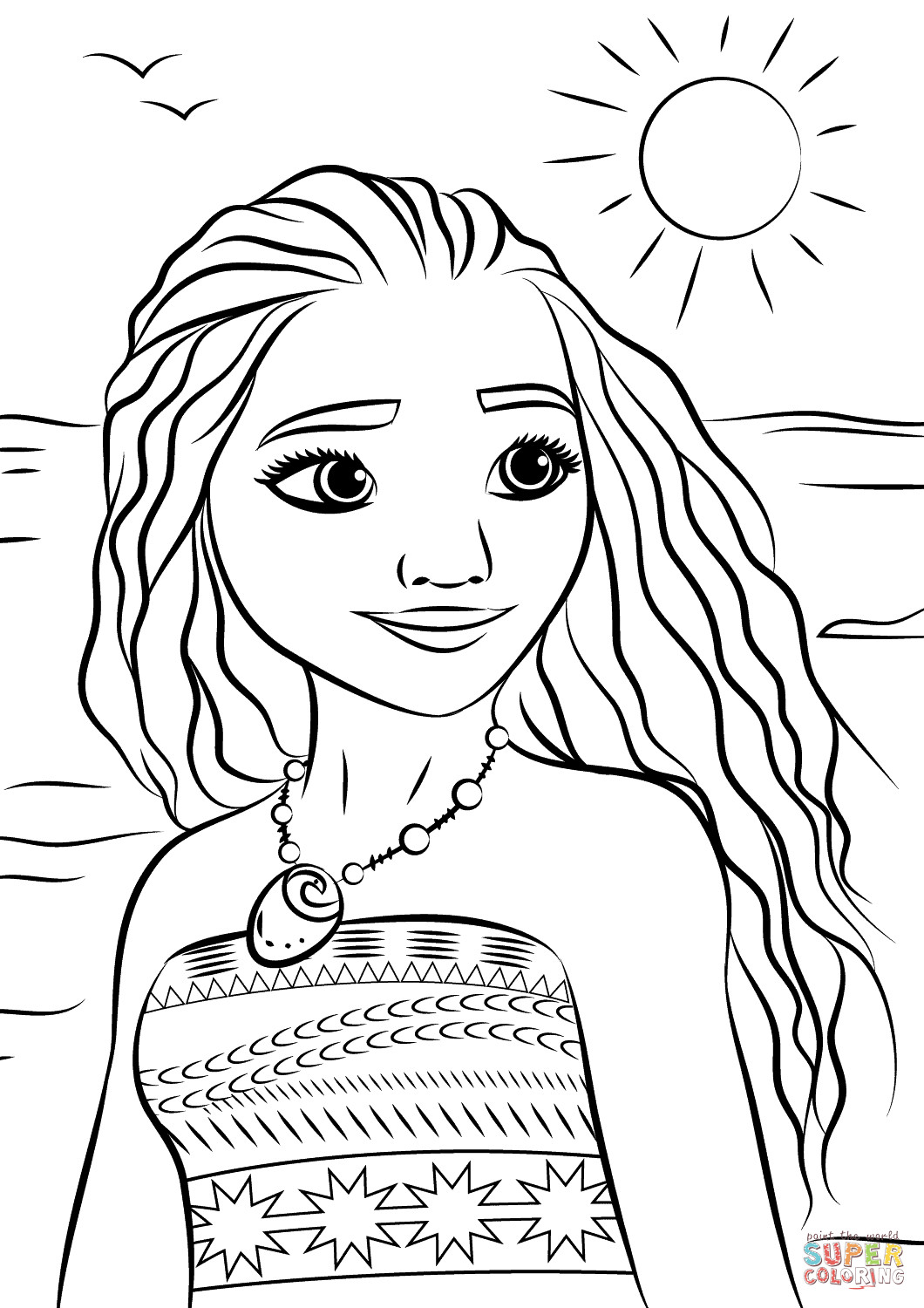Printable Moana Coloring Pages
 Princess Moana Portrait coloring page