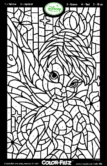 Printable Mosaic Coloring Pages
 Disney Fairies Tinkerbell Mosaic Coloring Page