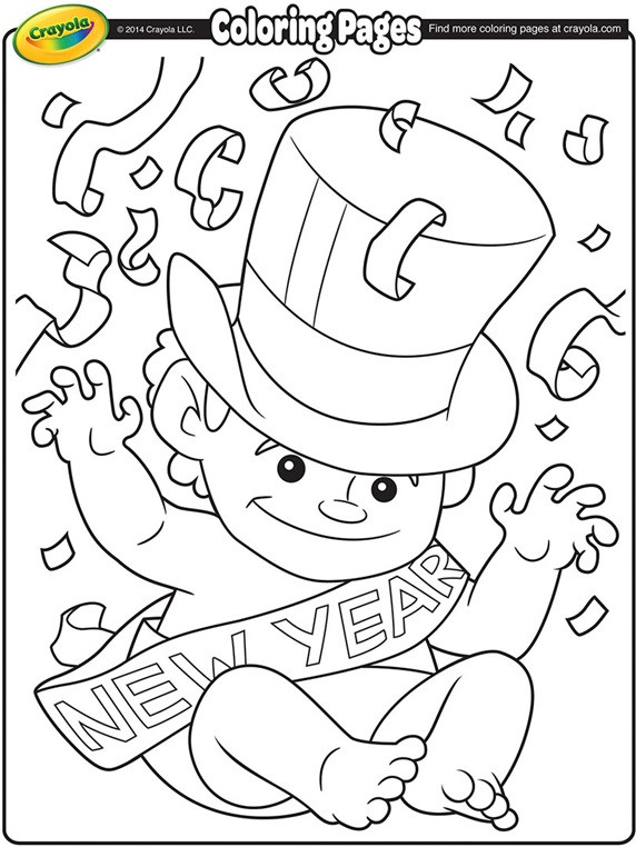 Printable New Year Coloring Pages
 Baby New Year Coloring Page