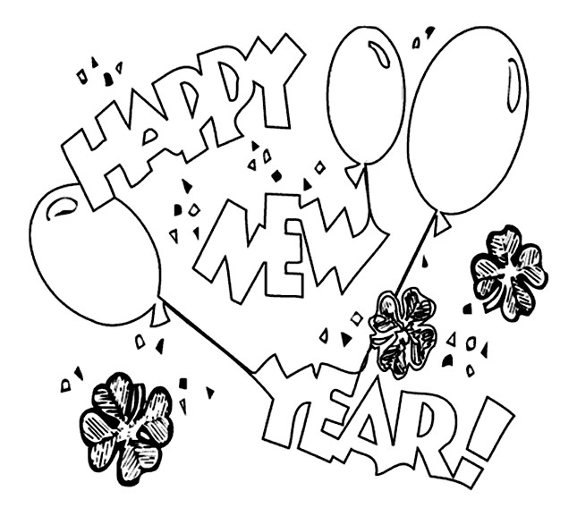 Printable New Year Coloring Pages
 New Year s Balloons Coloring Page