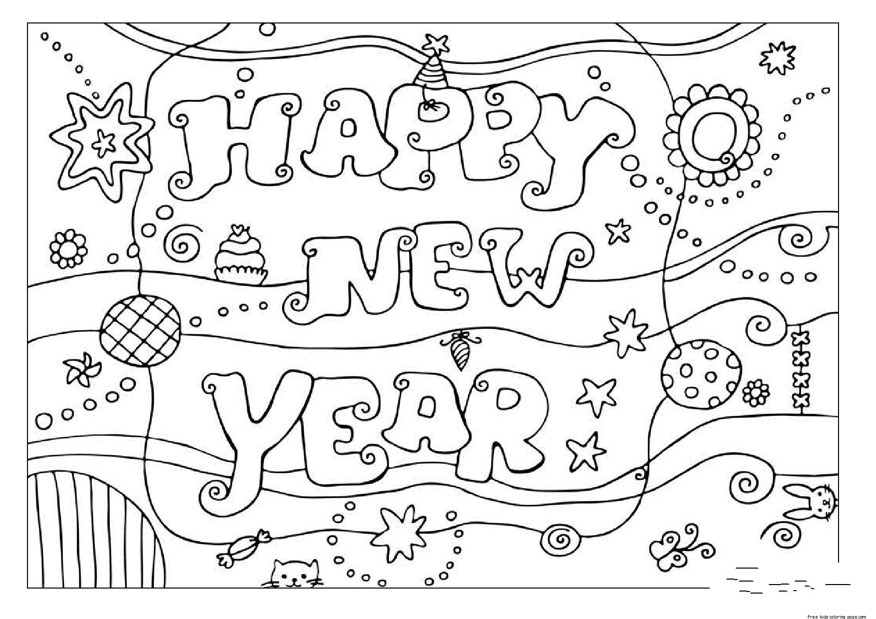 Printable New Year Coloring Pages
 Printable coloring pages Happy New Year 2016Free Printable
