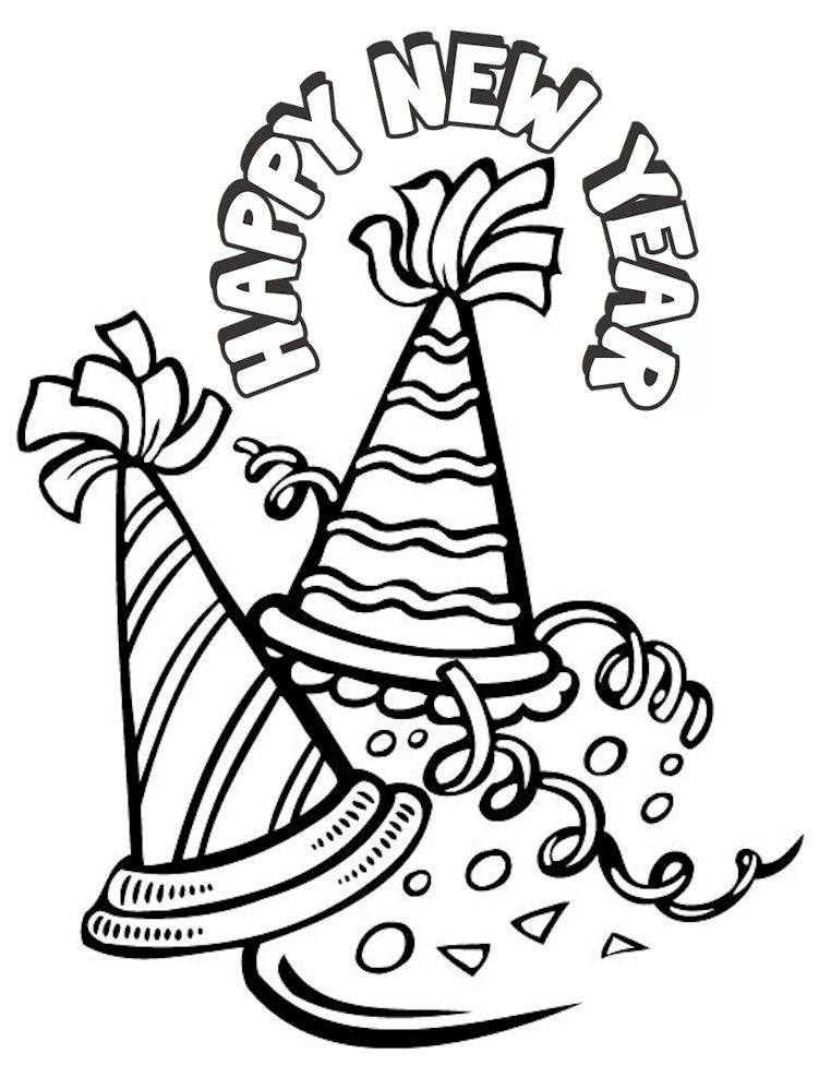 Printable New Year Coloring Pages
 Happy New Year Hat Coloring Pages Coloring Home