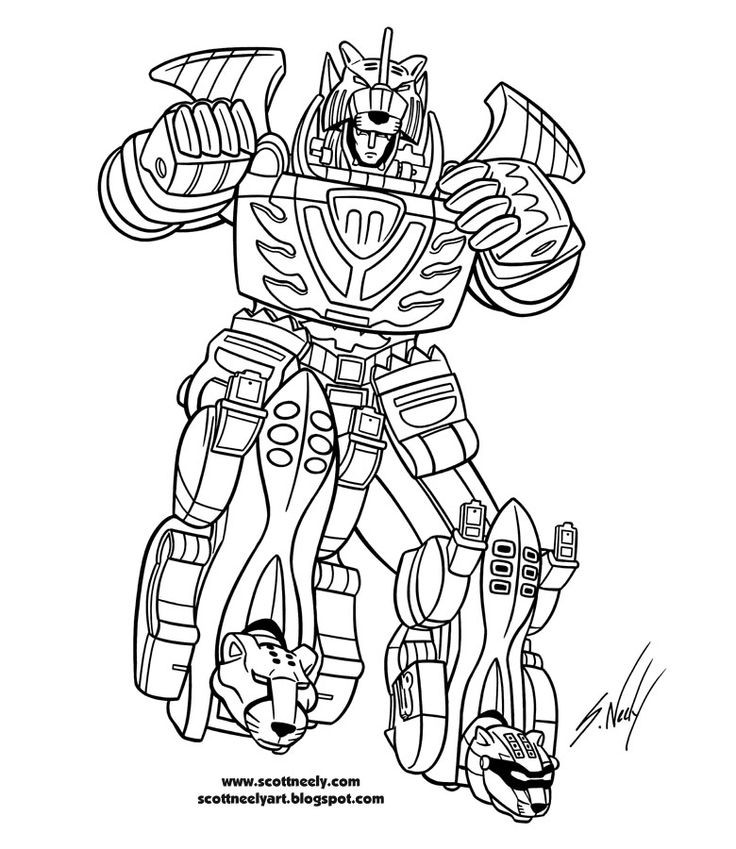 Printable Power Rangers Coloring Pages
 The megazord robot of Power Rangers Jungle Fury coloring