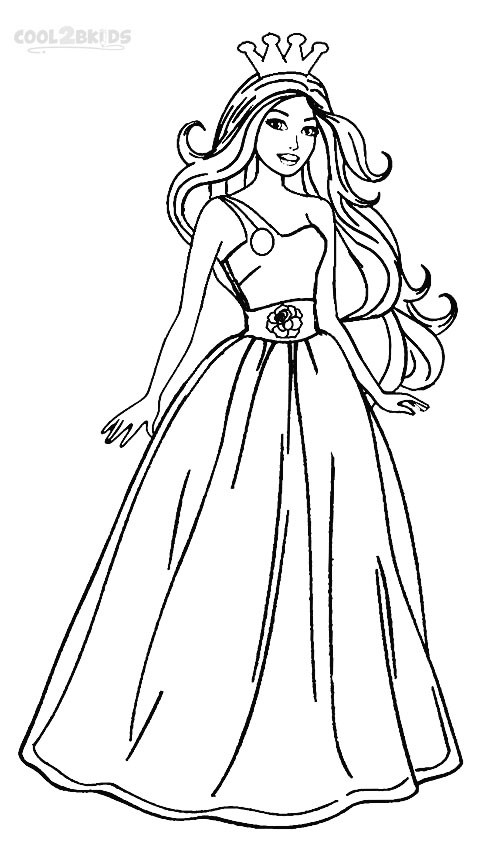 Printable Princess Coloring Pages For Girls
 Printable Barbie Princess Coloring Pages For Kids