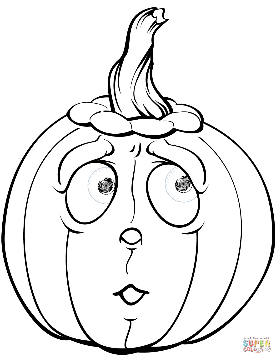 Printable Pumpkins Coloring Pages
 Scared Pumpkin coloring page
