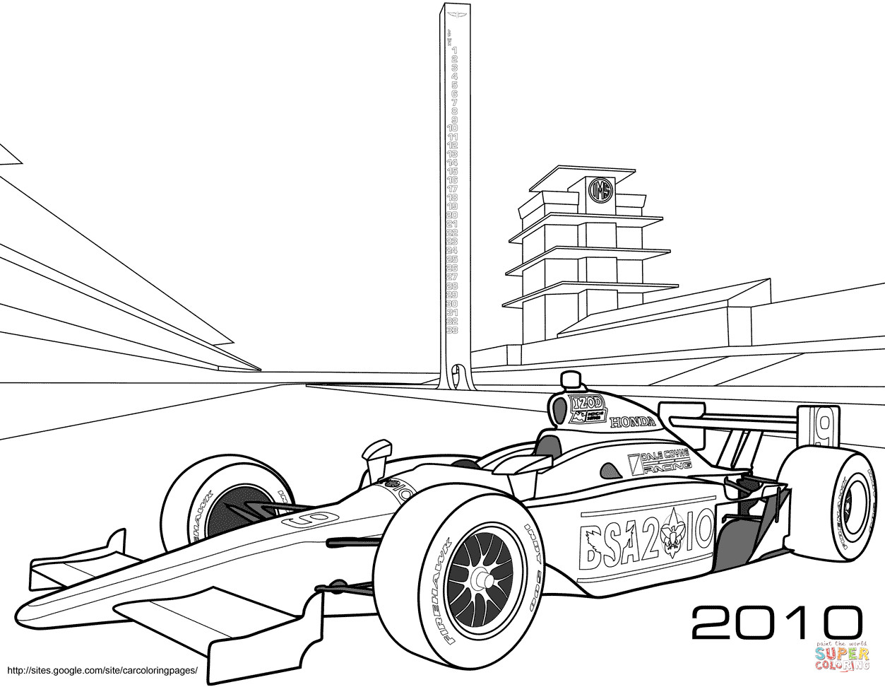 Printable Race Car Coloring Pages
 Indy Race Car coloring page