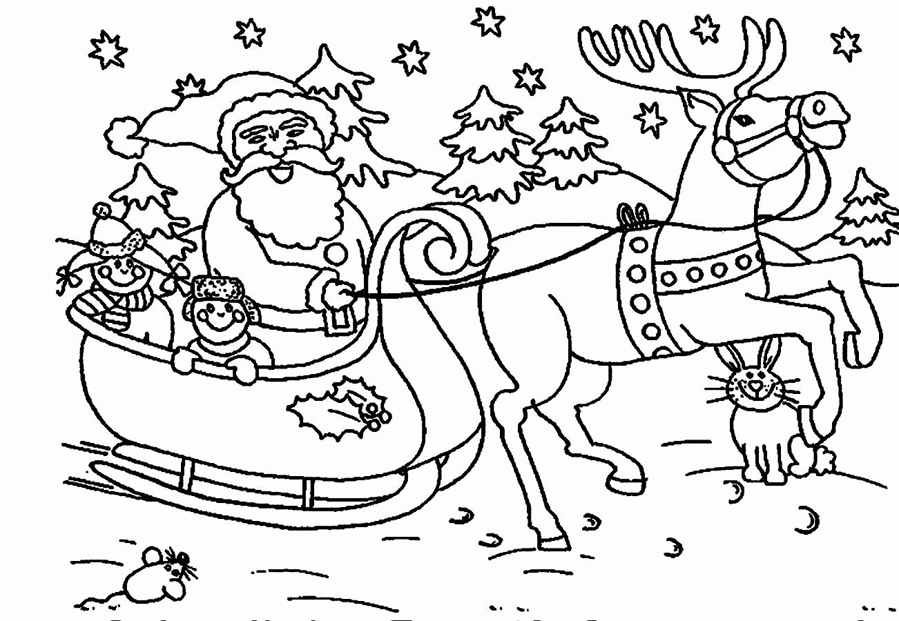 Printable Santa Coloring Pages
 Santa And Reindeer Coloring Pages Printable Coloring Home