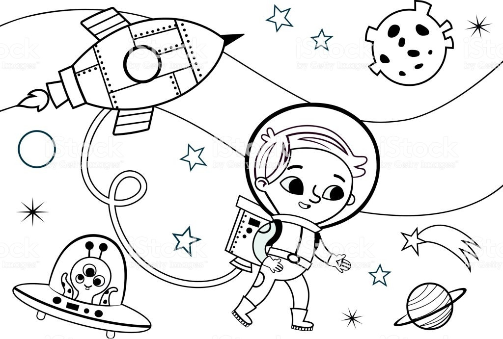 Printable Space Coloring Pages
 Space Coloring Page For Kids Stock Illustration Download
