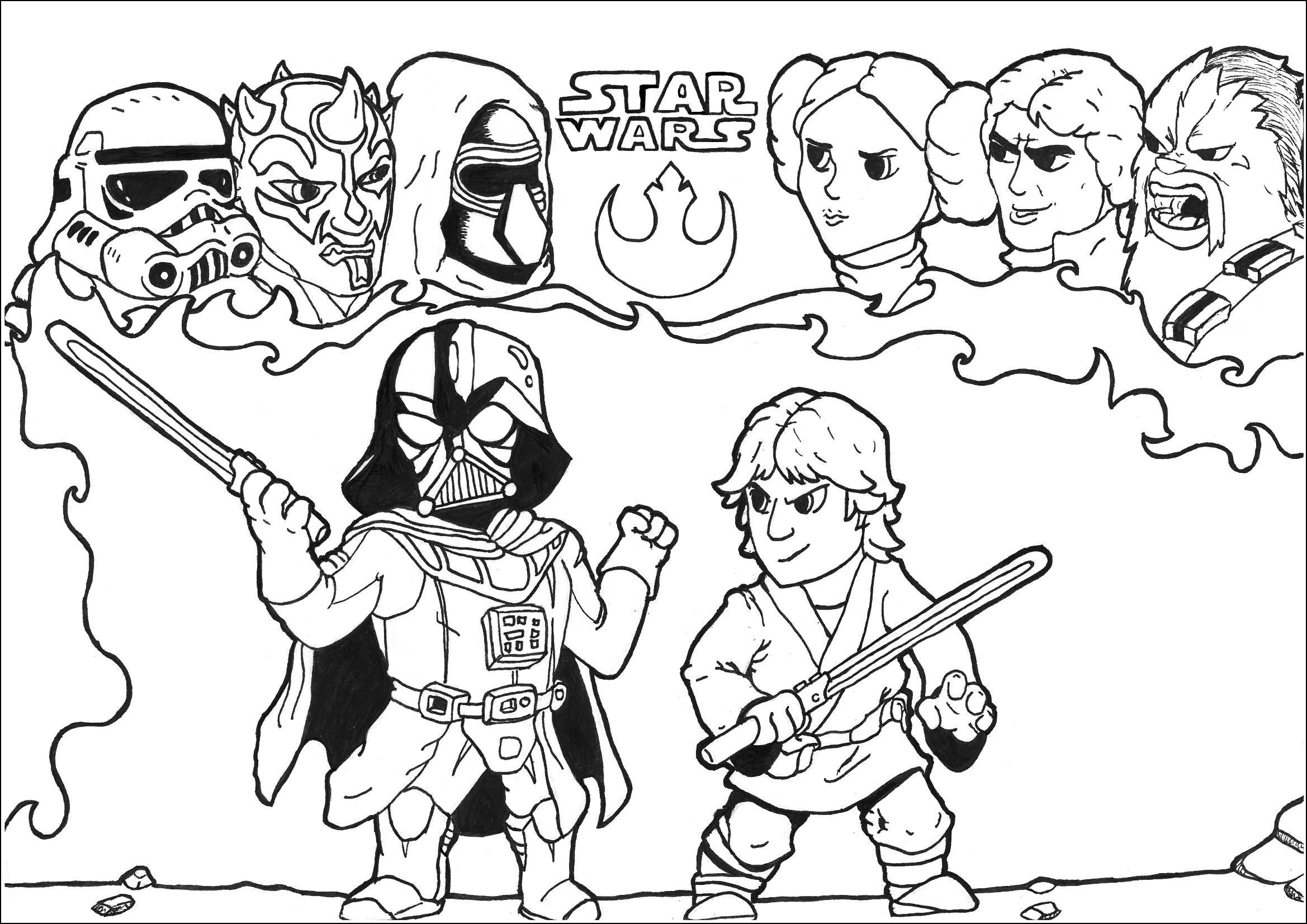 Printable Star Wars Coloring Pages
 Star wars free to color for kids Star Wars Kids Coloring