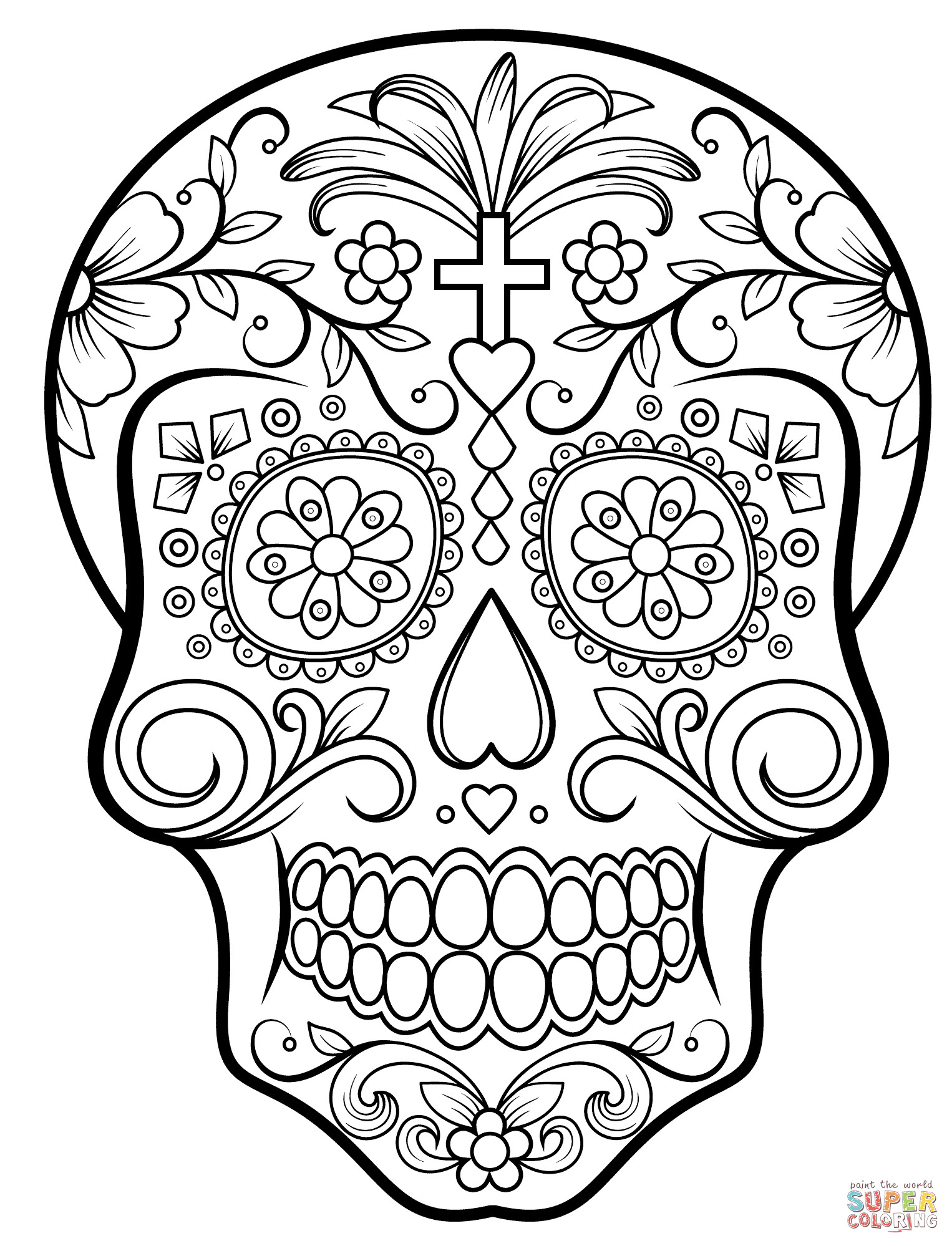 Printable Sugar Skull Coloring Pages
 Sugar Skull coloring page