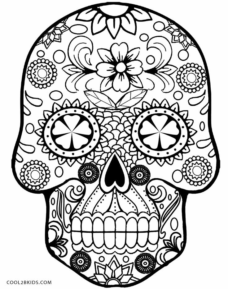 Printable Sugar Skull Coloring Pages
 Printable Skulls Coloring Pages For Kids