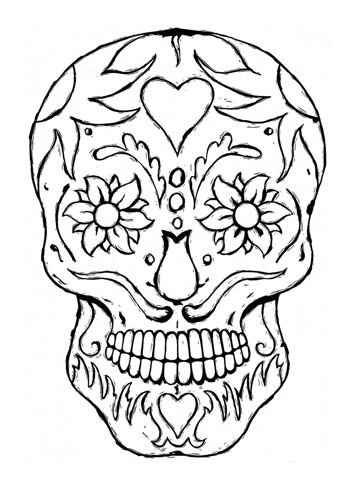 Printable Sugar Skull Coloring Pages
 Free Printable Skull Coloring Pages For Kids