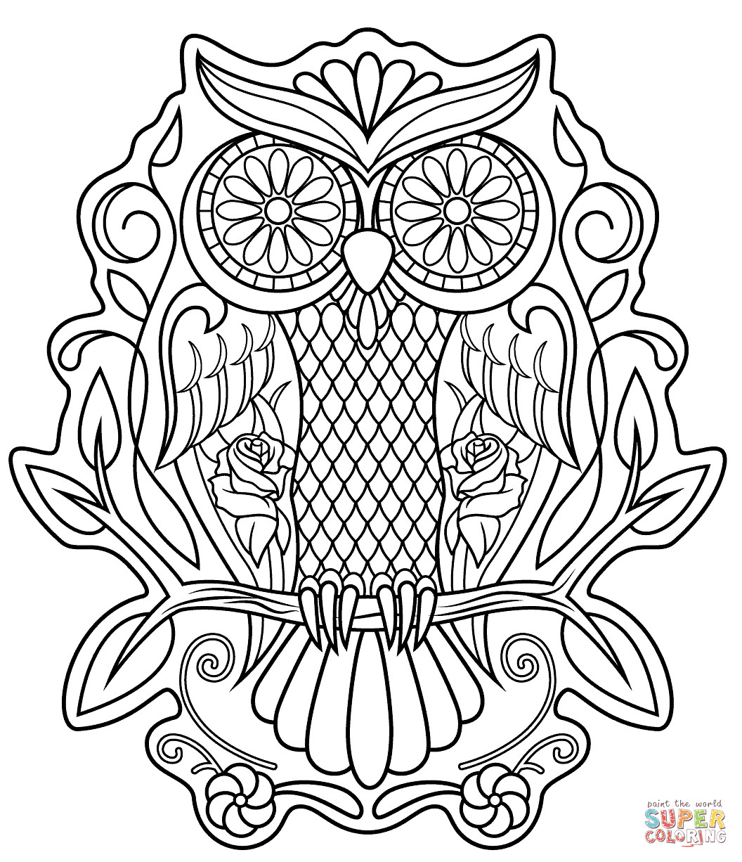 Printable Sugar Skull Coloring Pages
 Sugar Skull Owl coloring page
