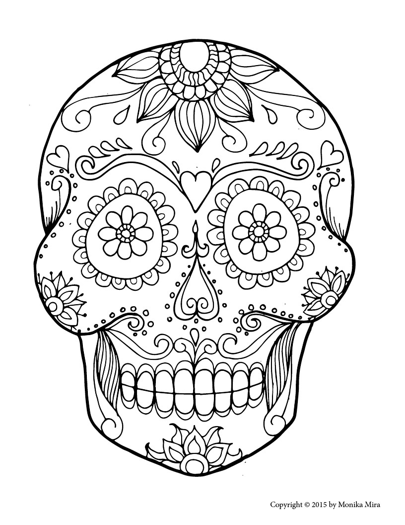 Printable Sugar Skull Coloring Pages
 Free Printable Sugar Skull Coloring Sheets Lucid Publishing