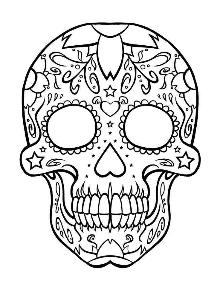 Printable Sugar Skull Coloring Pages
 Sugar Skull Coloring Page AZ Coloring Pages