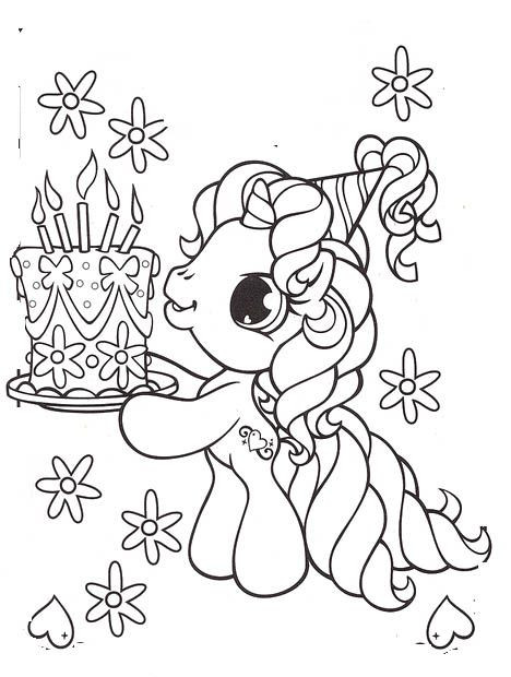 Printable Unicorn Coloring Pages Boys
 Little Pony Brought A Birthday Cake Coloring Pages My