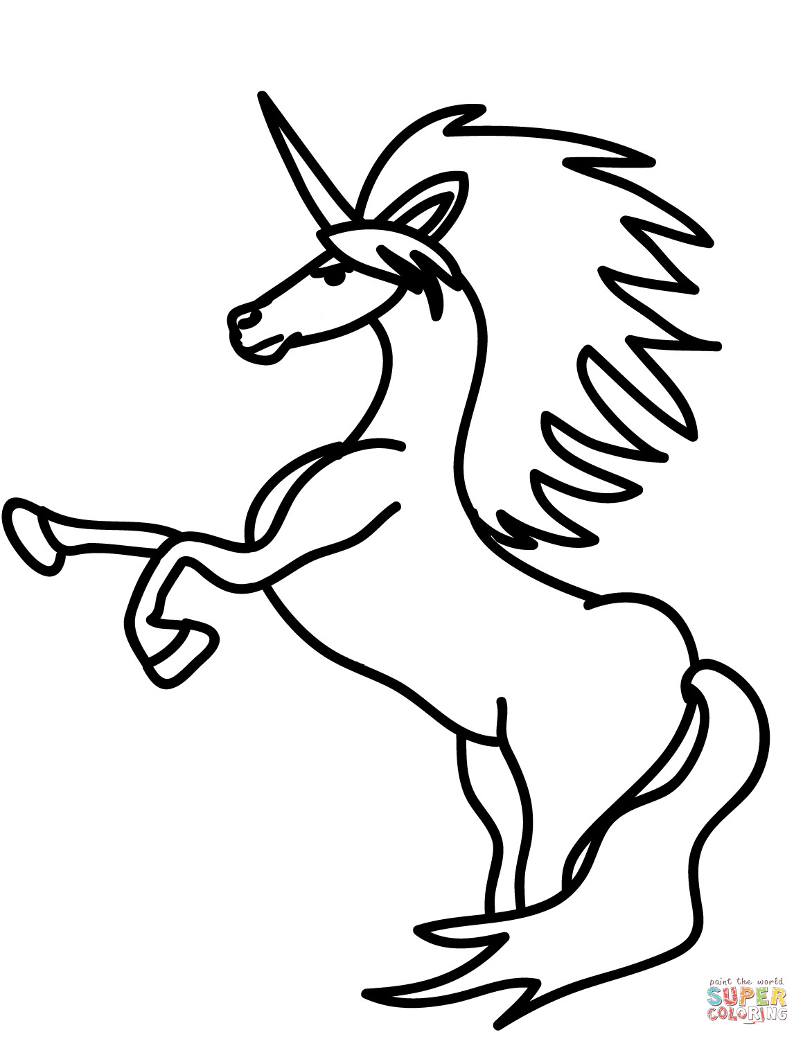 Printable Unicorn Coloring Pages Boys
 Rearing Unicorn coloring page