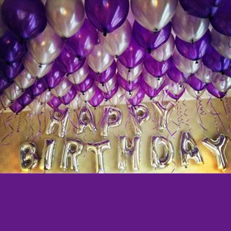 Purple And Silver Birthday Decorations
 1 Set Aluminum foil balloon packages Purple birthday