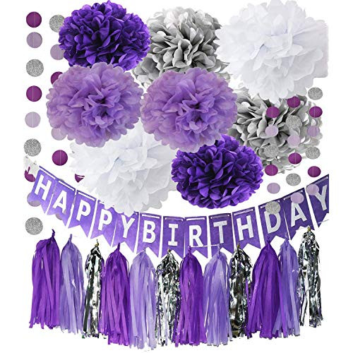 Purple And Silver Birthday Decorations
 Purple and Silver Decorations for Birthday Party Amazon