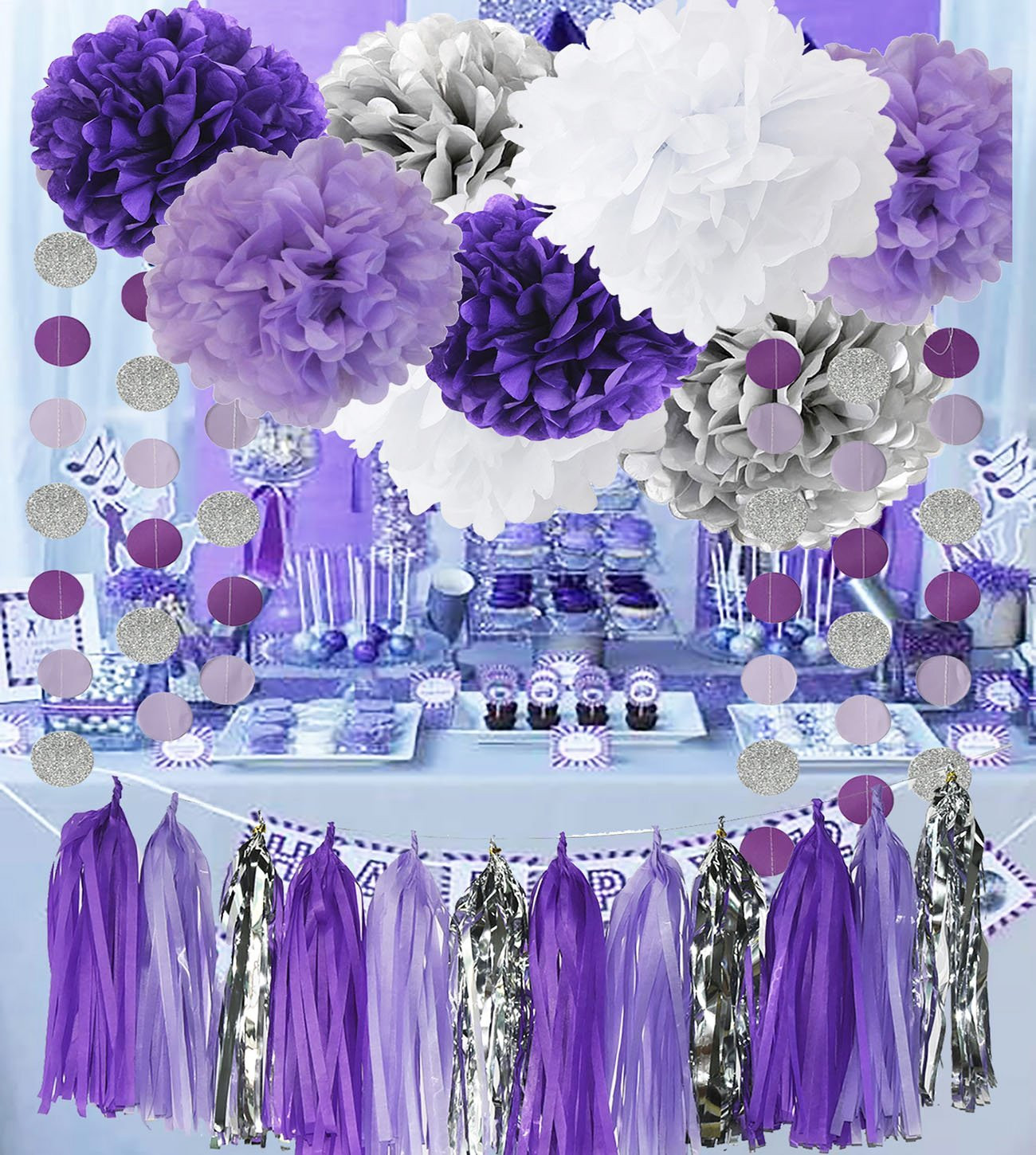 Purple And Silver Birthday Decorations
 Amazon 12 Purple Fillable Bottles for Baby Shower