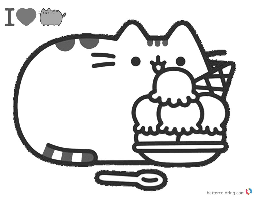 Pusheen Coloring Pages To Print
 Pusheen Coloring Pages Yummy Iceream Free Printable