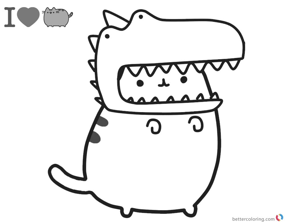 Pusheen Coloring Pages To Print
 Pusheen Coloring Pages Cute Dinosaur Hat Free Printable