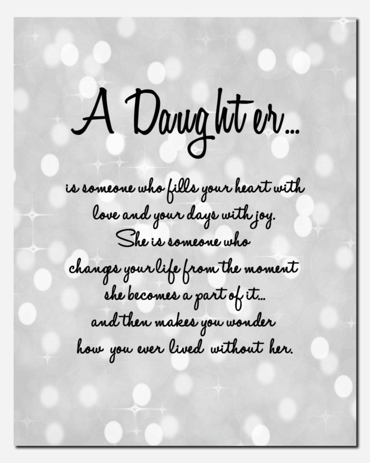 Quote About Daughters Birthday
 Daughter Print Gift for Daughter Wedding Birthday by