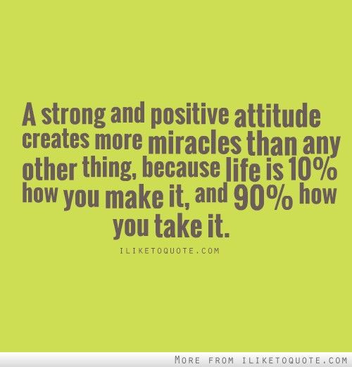 Quote For Positive Attitude
 A strong and positive attitude creates more miracles