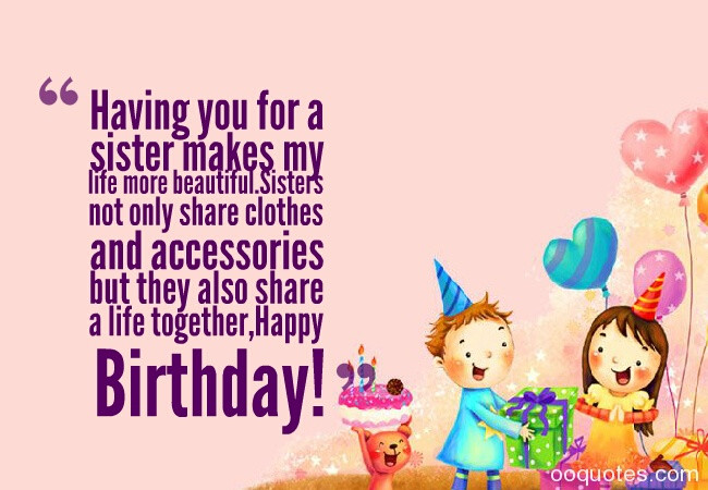Quote For Sisters Birthday
 A collection of top 30 pictures about Sweet birthday