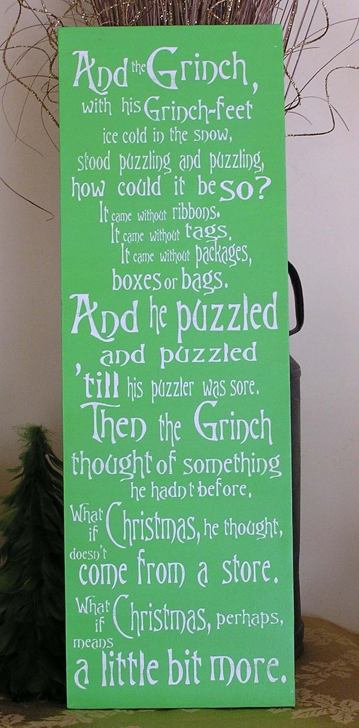 Quote From How The Grinch Stole Christmas
 Grinch Fun Expressive Word Canvas wall decor Christmas