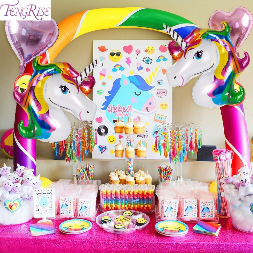 Rainbow Unicorn Party Ideas
 FENGRISE Rainbow Unicorn Party Decoration Aluminum Star