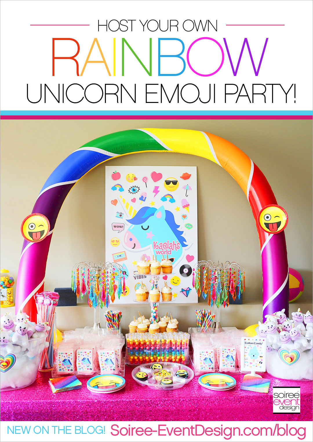 Rainbow Unicorn Party Ideas
 Rainbow Unicorn Emoji Party Ideas Soiree Event Design