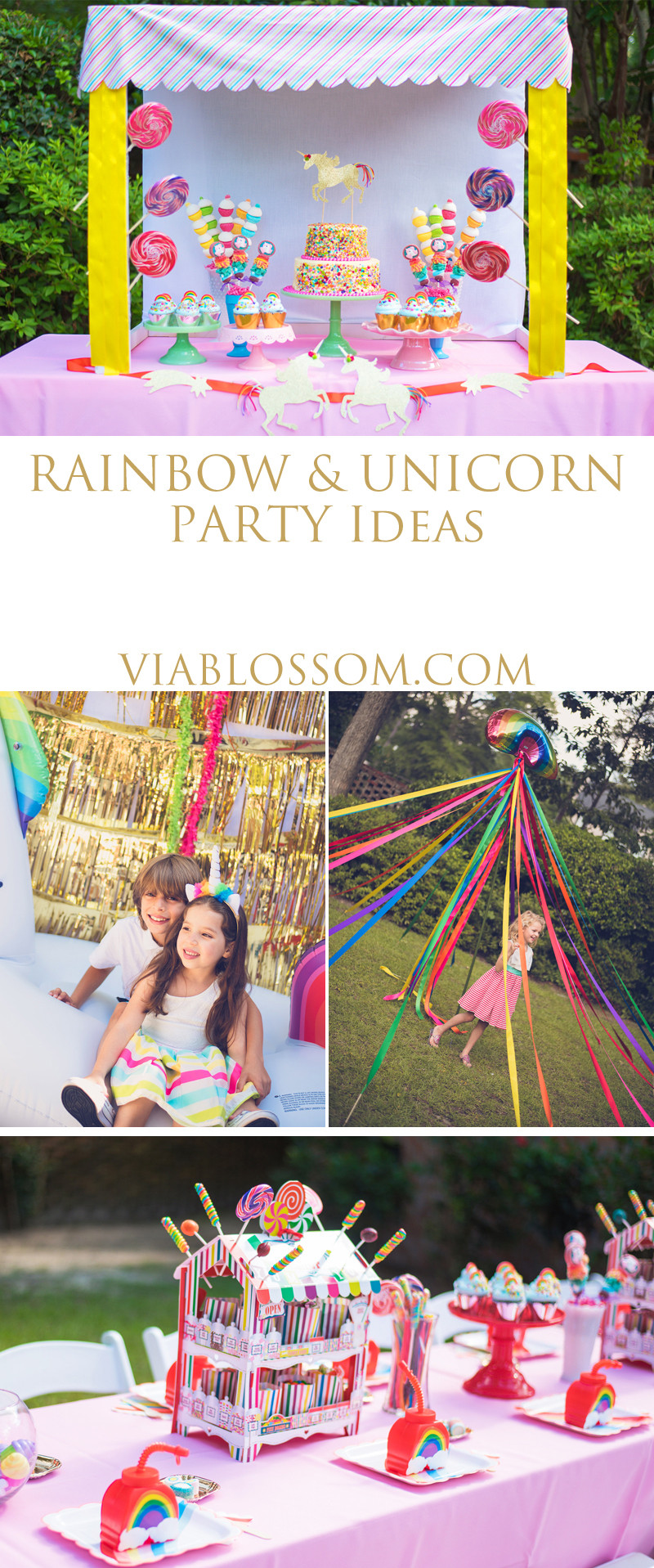Rainbow Unicorn Party Ideas
 Rainbow and Unicorn Birthday Party Via Blossom