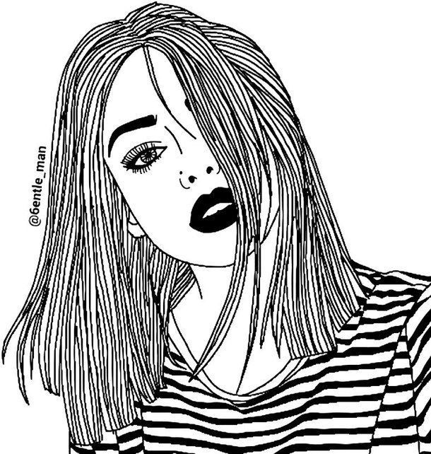 Realistic Girl Coloring Pages
 Hipster Tumblr Girl Coloring Pages