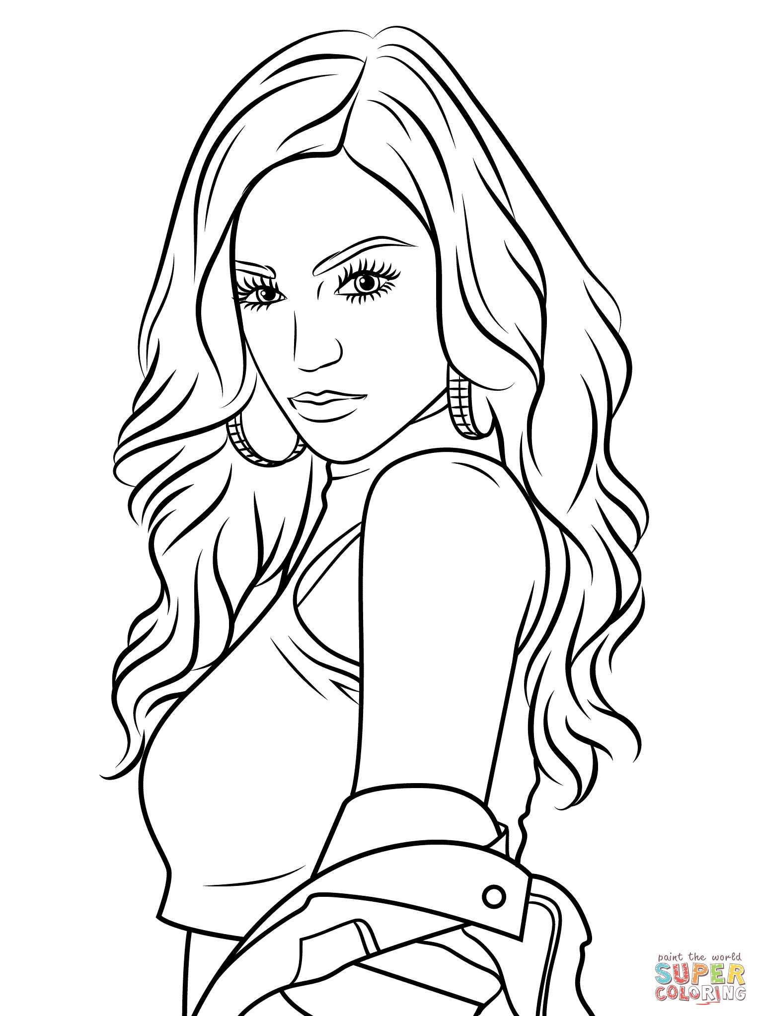 Realistic Girl Coloring Pages Outline