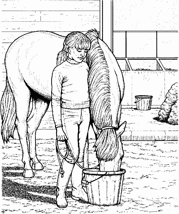 Realistic Girl Coloring Pages
 Horse Coloring Page for Kids Free Printable Picture